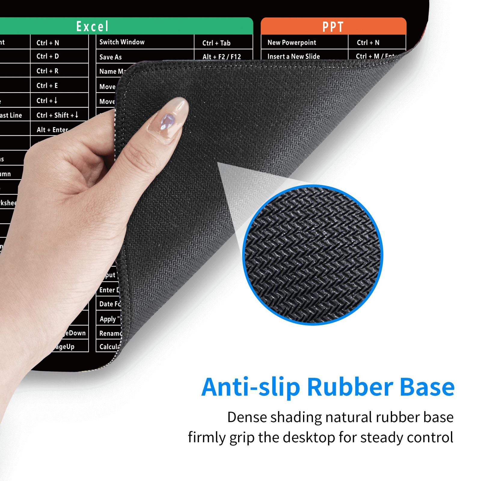 Full English Shortcut Key Mouse Pad Thickened Natural Non-slip